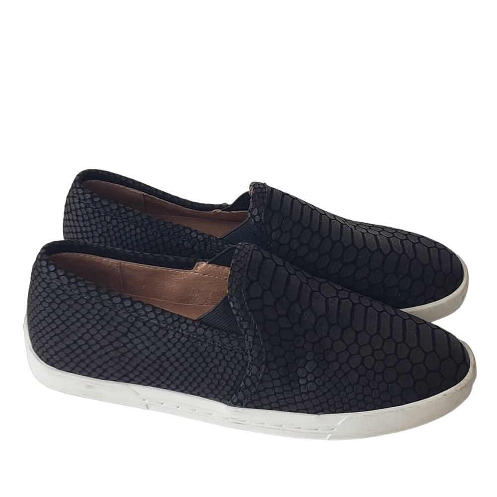 Joie Kidmore Slip On Sneaker Black Snake Embossed Leather Size EU 35